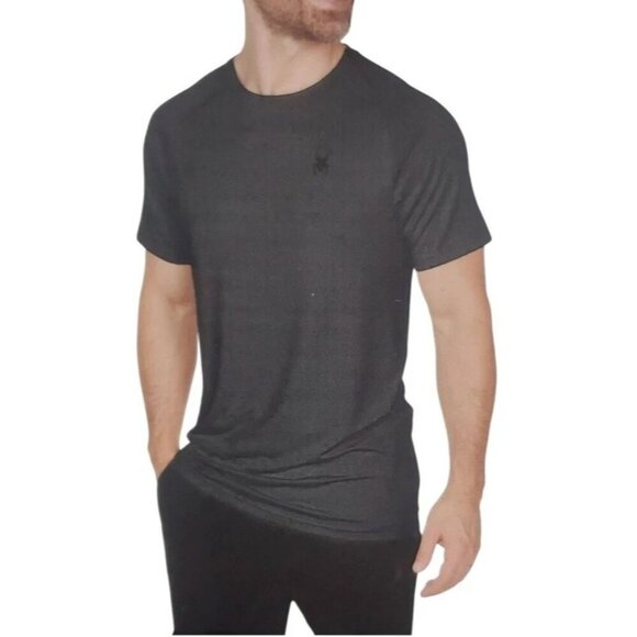 NEW Spyder Active Men's M Gray Short Sleeve Athletic Shirt Polyester/Spandex - Picture 1 of 8